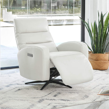 Fauteuil inclinable pivotant électrique Landon en cuir véritable avec appui-tête électrique