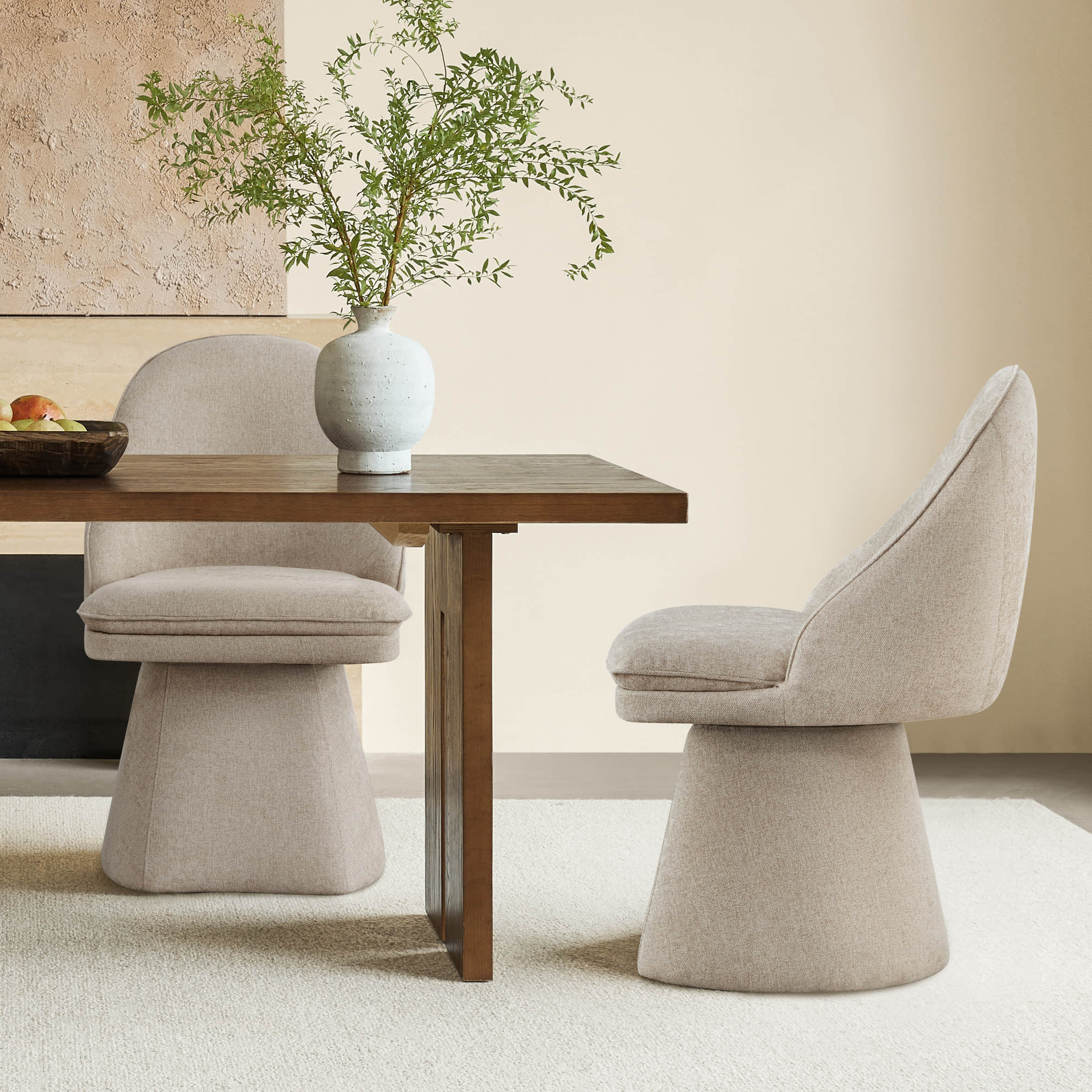 Chaise de salle à manger pivotante rembourrée Leda