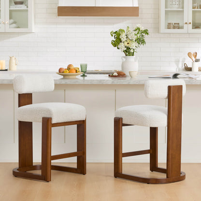 Tabourets de bar Troy Boucle en bois massif