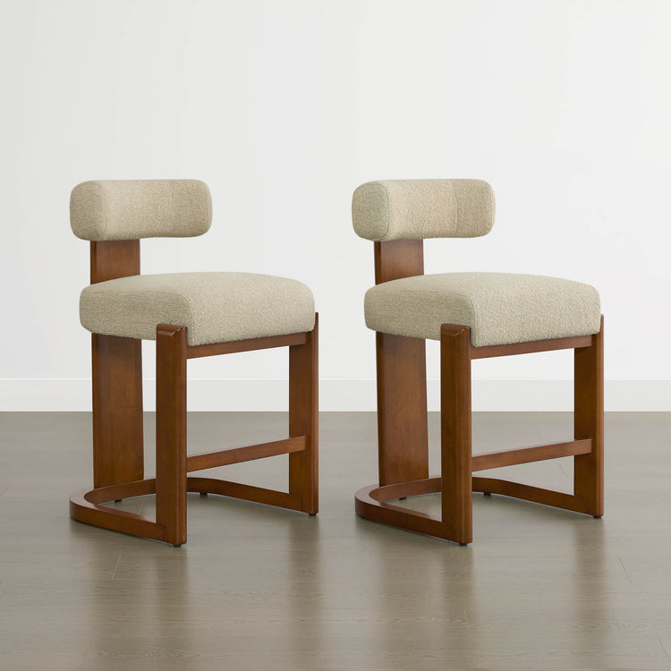 Tabourets de bar Troy Boucle en bois massif