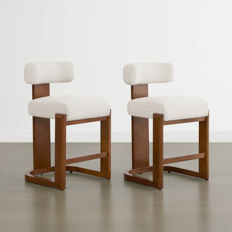 Tabourets de bar Troy Boucle en bois massif
