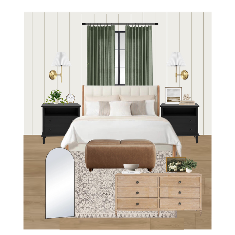 Ensemble chambre à coucher | Lit queen-size Serene et pouf Vault