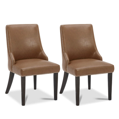 Chaise de salle à manger rembourrée Asher avec garniture cloutée (lot de 2)