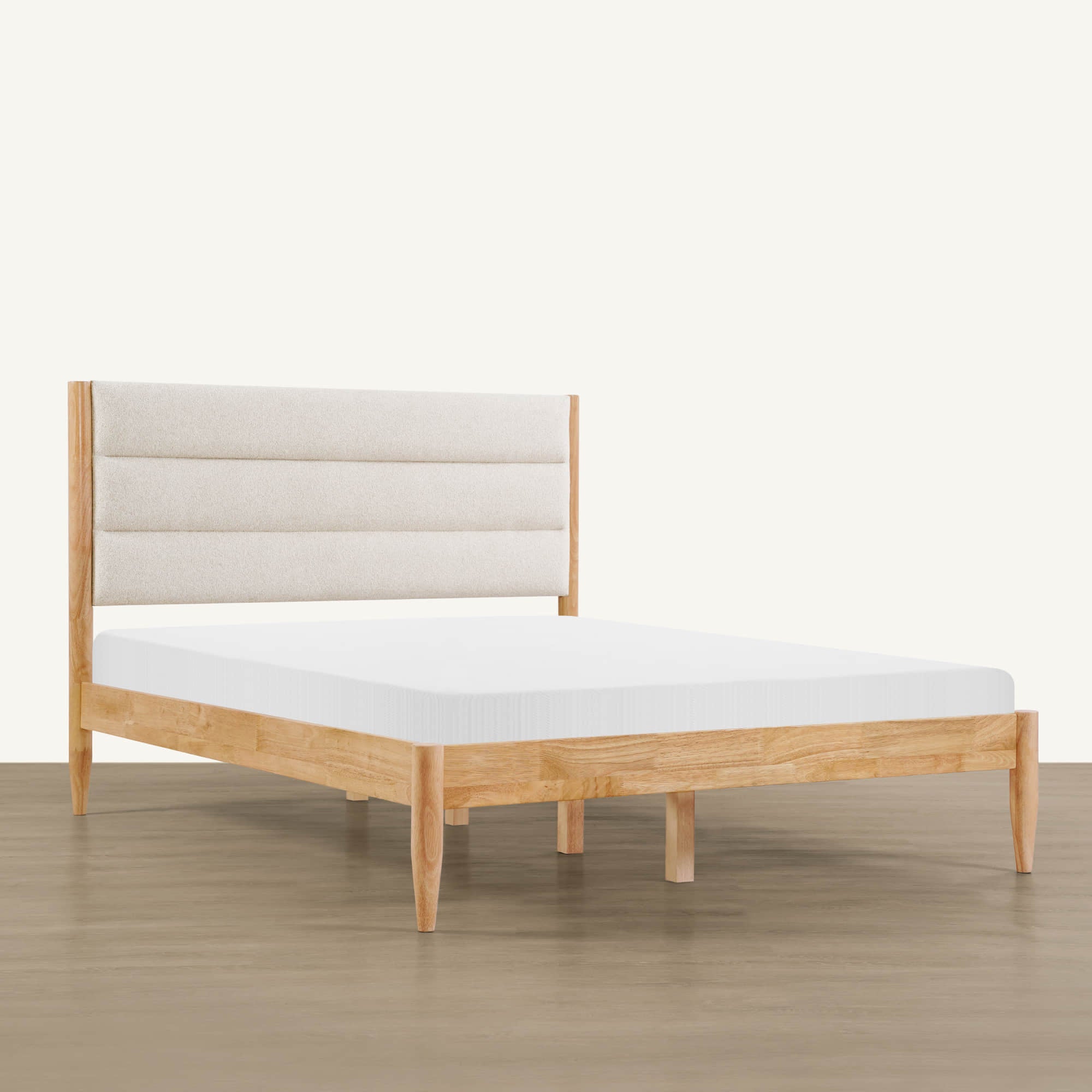 Lit rembourré en bois massif bouclé Solace Queen 