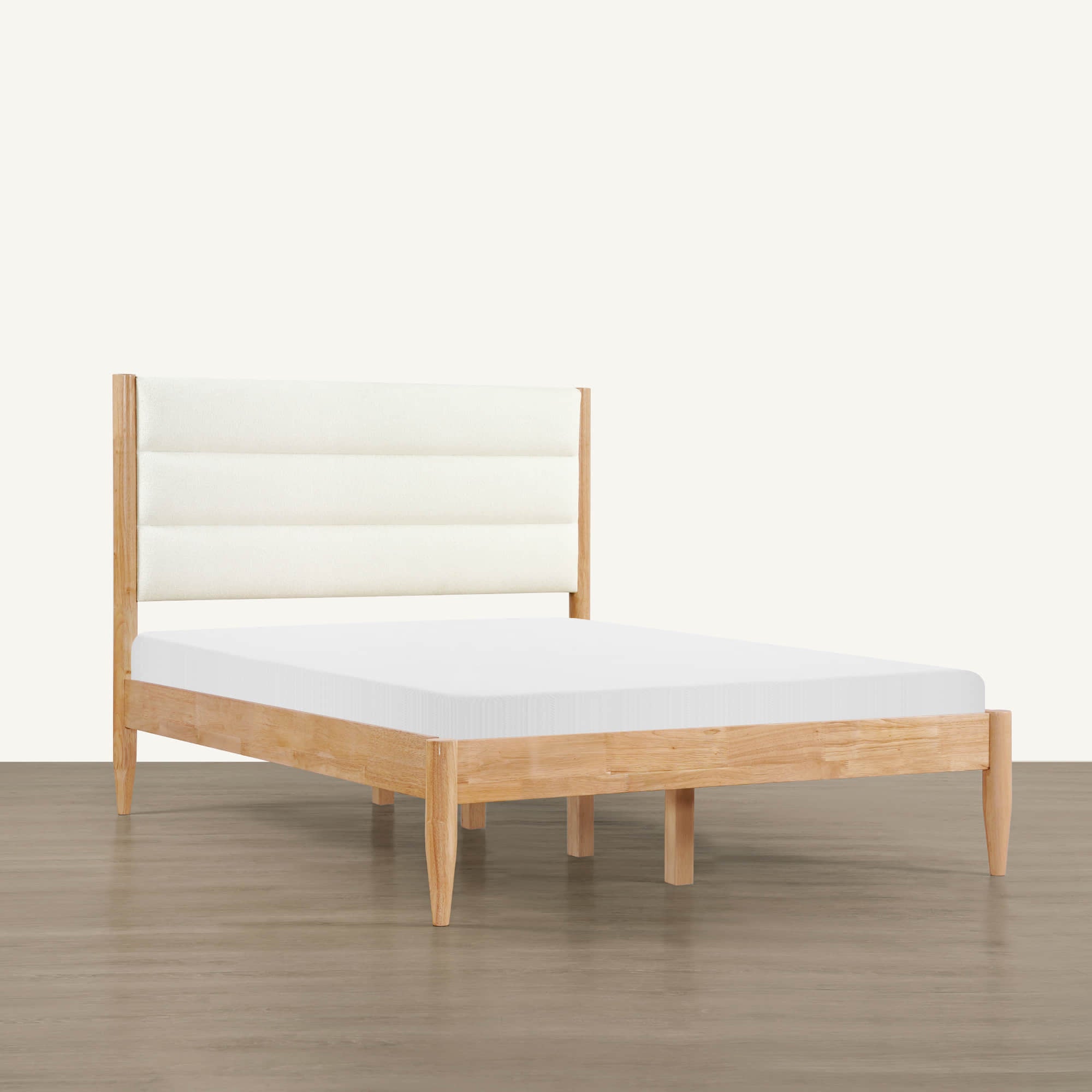 Lit rembourré en bois massif bouclé Solace 