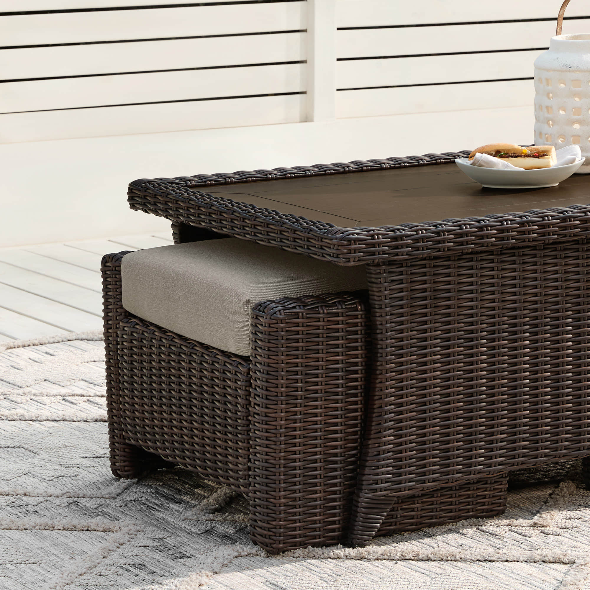 Table basse d'extérieur en rotin Elara