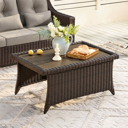 Table basse d'extérieur en rotin Elara