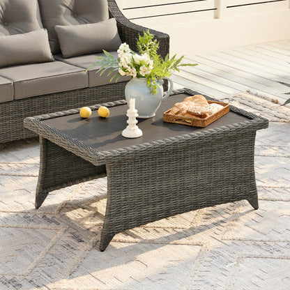 Ensemble de canapés d'extérieur en rotin Elara avec fauteuils à bascule et table basse - 5 places