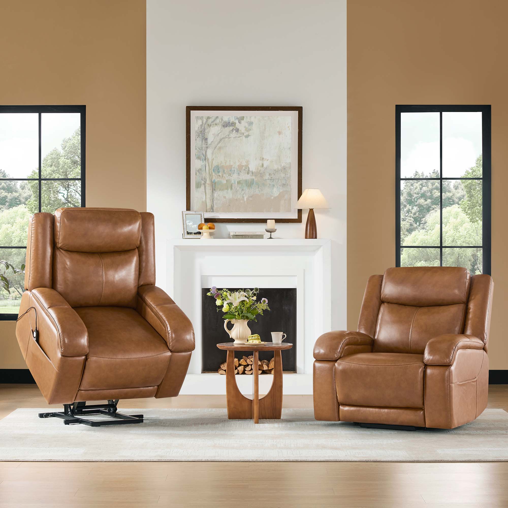 Fauteuil inclinable Isaac en cuir véritable avec appui-tête électrique
