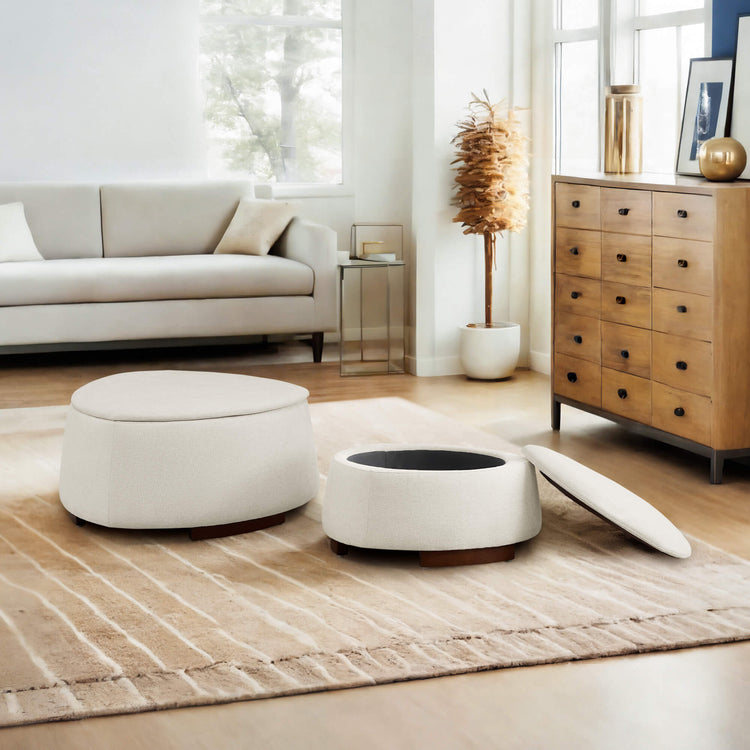 Pouf de rangement moderne en forme de pierre double