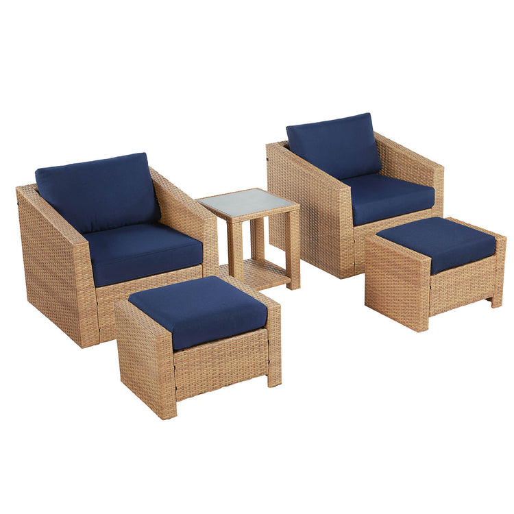 Ensemble de patio extérieur en rotin Calum 5 pièces