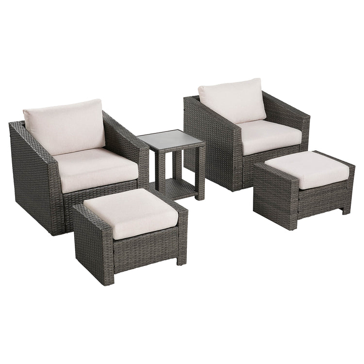 Ensemble de patio extérieur en rotin Calum 5 pièces