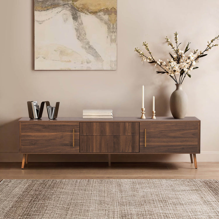 Meuble TV Woodland de style milieu de siècle avec 2 tiroirs
