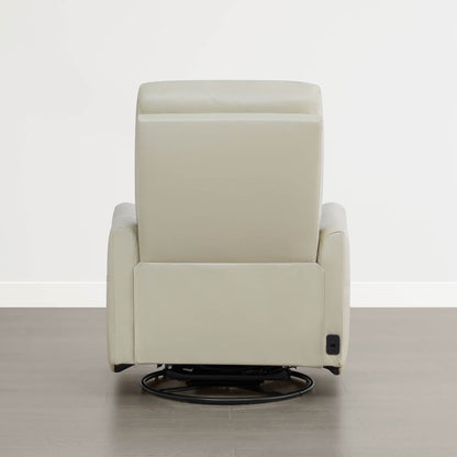 James Modern Genuine Leather Power Swivel Glider Recliner