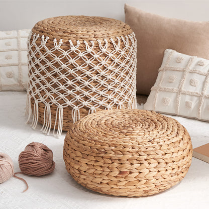 Coussin de sol tatami tissé Betty en jacinthe d'eau 