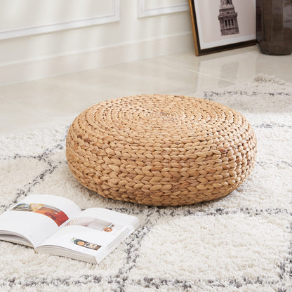 Coussin de sol tatami tissé Betty en jacinthe d'eau 