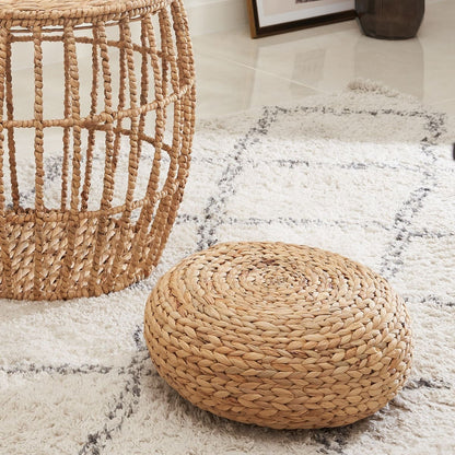 Coussin de sol tatami tissé Betty en jacinthe d'eau 