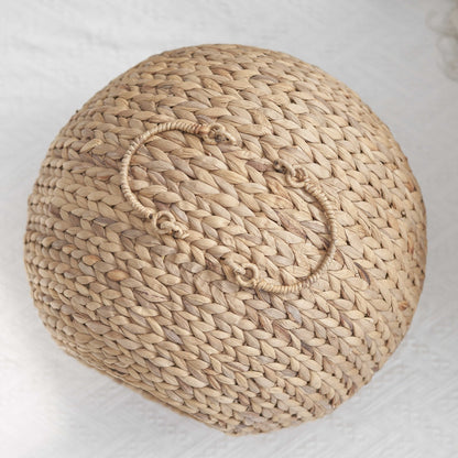 Betty Water Hyacinth Woven Wicker Round Pet Bed with Handles