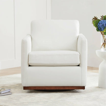 Chaise d'appoint pivotante Henry avec base en bois 