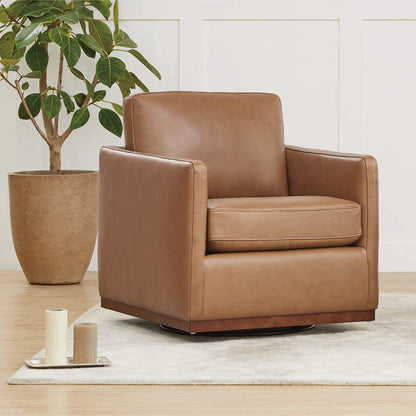 Chaise d'appoint pivotante Henry avec base en bois 