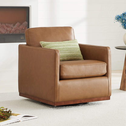 Chaise d'appoint pivotante Henry avec base en bois 