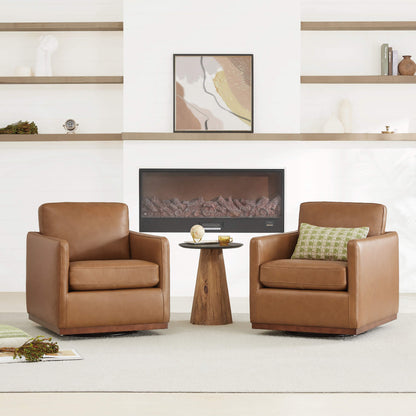 Chaise d'appoint pivotante Henry avec base en bois 