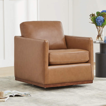 Chaise d'appoint pivotante Henry avec base en bois 