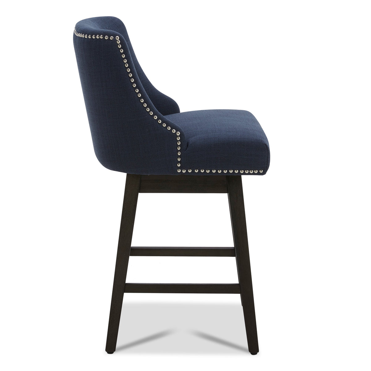 CHITA LIVING-Asher Swivel Counter Stool with Nailhead Trim( Set of 2)-Counter Stools-Performance Fabric-Insignia blue-