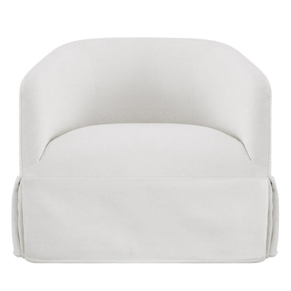 EllaGrace swivel armchair with faux slipcover in soft white, perfect for cozy interiors - CHITA Living