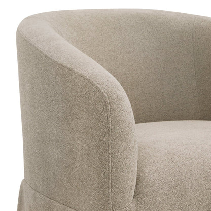 Soft beige EllaGrace swivel armchair featuring rounded design and textured fabric - CHITA Living