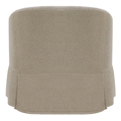 Back of EllaGrace slipcovered armchair in soft beige with kick-pleat detailing - CHITA Living