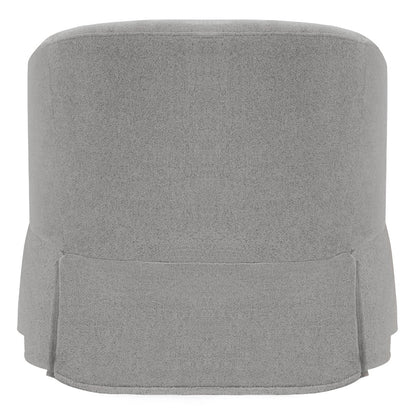 Soft gray EllaGrace swivel armchair back view featuring kick-pleat design - CHITA Living