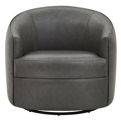 Front view of Luke Modern Swivel Accent Chair in dark grey, ideal for cozy modern décor - CHITA Living