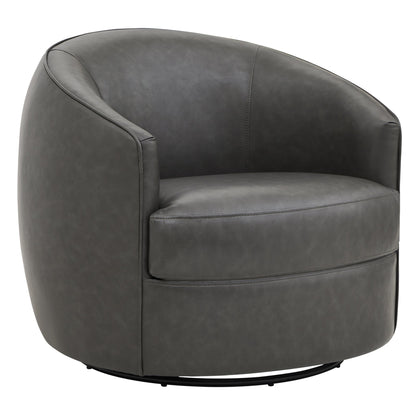 Round dark grey swivel accent chair designed for cozy modern living areas - CHITA Living