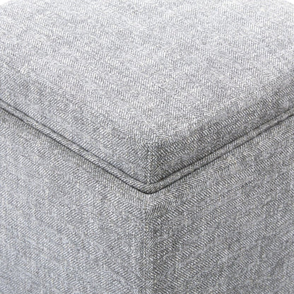 Textured gray cube storage ottoman highlighting soft lid and modern design - CHITA Living