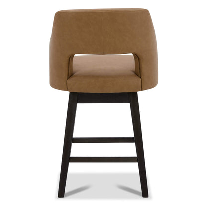 CHITA LIVING-Ava Swivel Counter Stool ( Set of 2 )-Counter Stools-Faux Leather-Cognac-