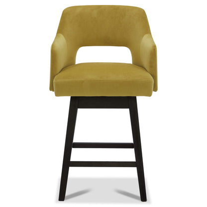 CHITA LIVING-Ava Swivel Counter Stool ( Set of 2 )-Counter Stools-Velvet-Yellow-