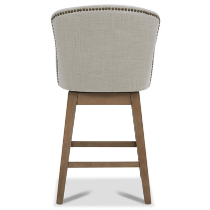 CHITA LIVING-Avery Swivel Counter Stool ( Set of 2)-Counter Stools-Performance Fabric-Linen-