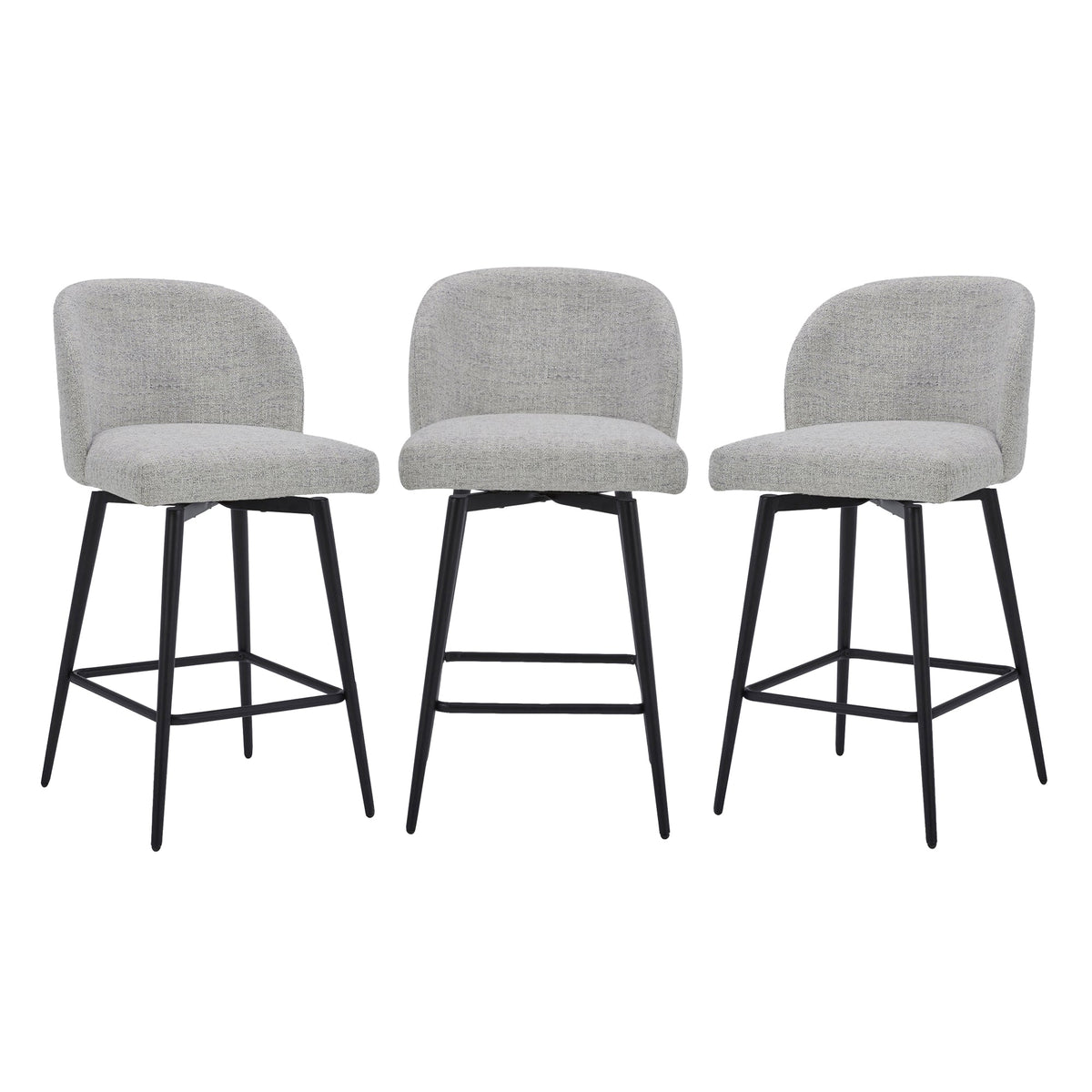 CHITA LIVING-Nova Swivel Counter Stool-Counter Stools-Fabric-White (Multi-colored)-Set of 3
