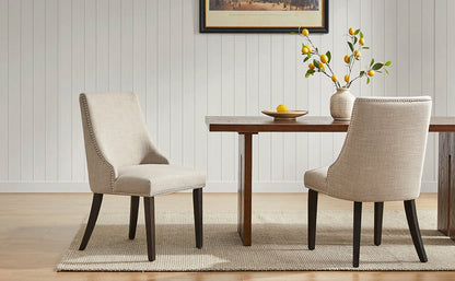 CHITA LIVING-Asher Upholstered Dining Chair with Nailhead Trim (Set of 2)-Dining Chairs-Fabric-Linen-