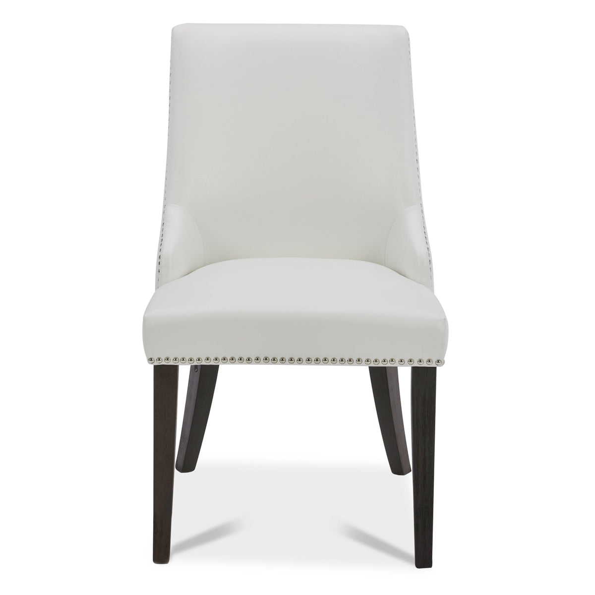 CHITA LIVING-Asher Upholstered Dining Chair with Nailhead Trim (Set of 2)-Dining Chairs-Faux Leather-White-