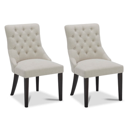 CHITA LIVING-Morgan Prime Tufted Dining Chair (Set of 2)-Dining Chairs-Performance Fabric-Linen-