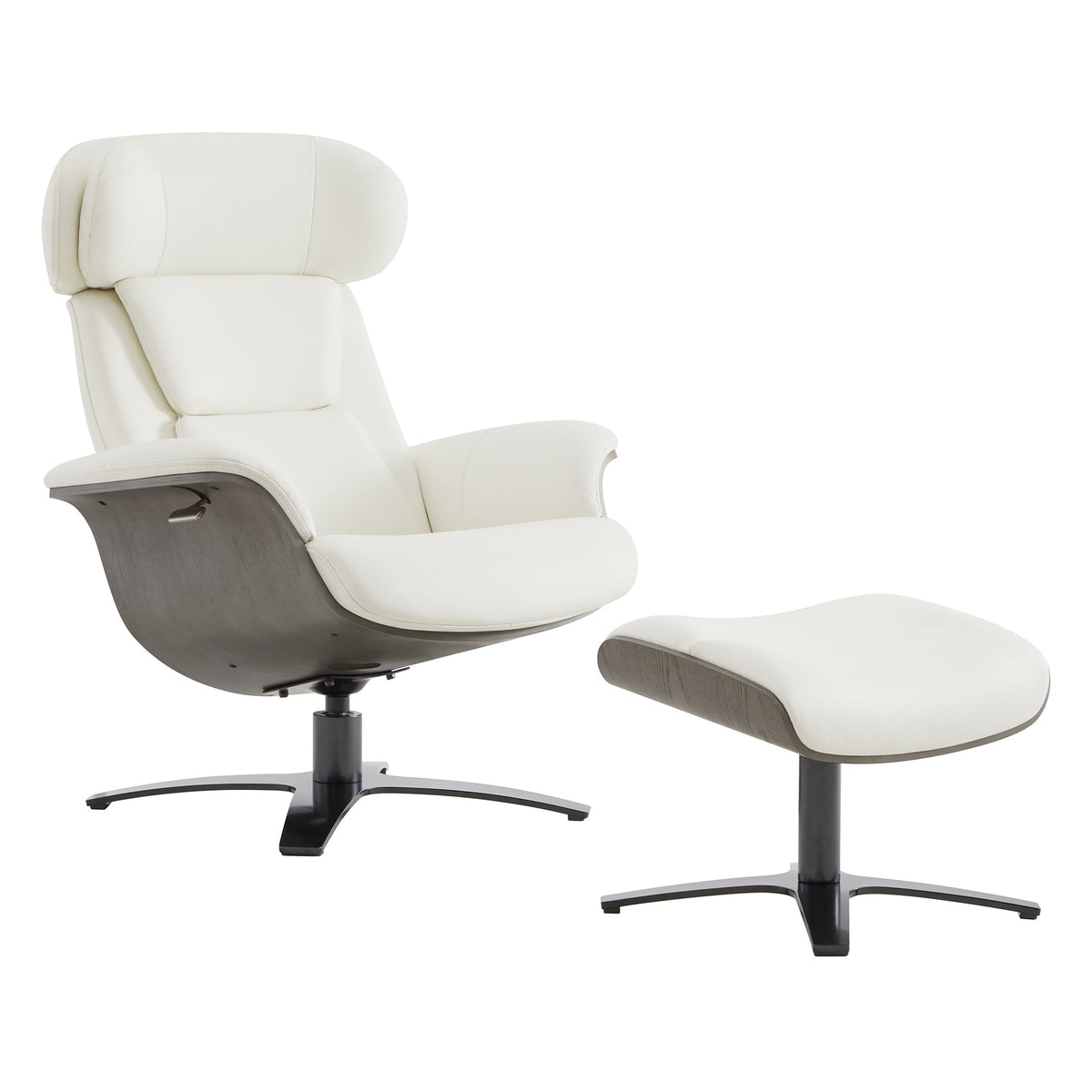 CHITA LIVING-Elvin Leather Recliner & Ottoman-Recliners-Genuine Top-grain Leather-White-