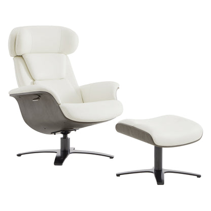 CHITA LIVING-Elvin Leather Recliner & Ottoman-Recliners-Genuine Top-grain Leather-White-