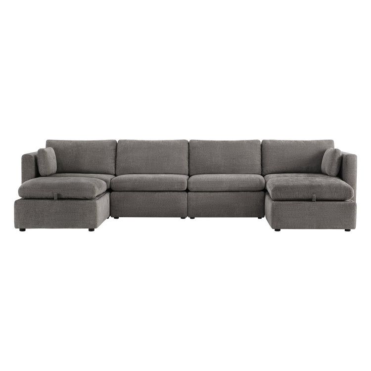 CHITA LIVING-Delaney 6-Piece Modular Sectional (146'')-Sofas-Fabric-Fossil Gray-