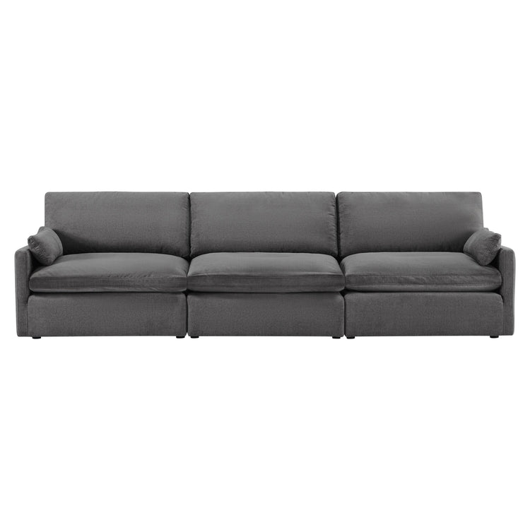 Gray Kenna 3-Seat Modular Sofa, modern design and deep seating.