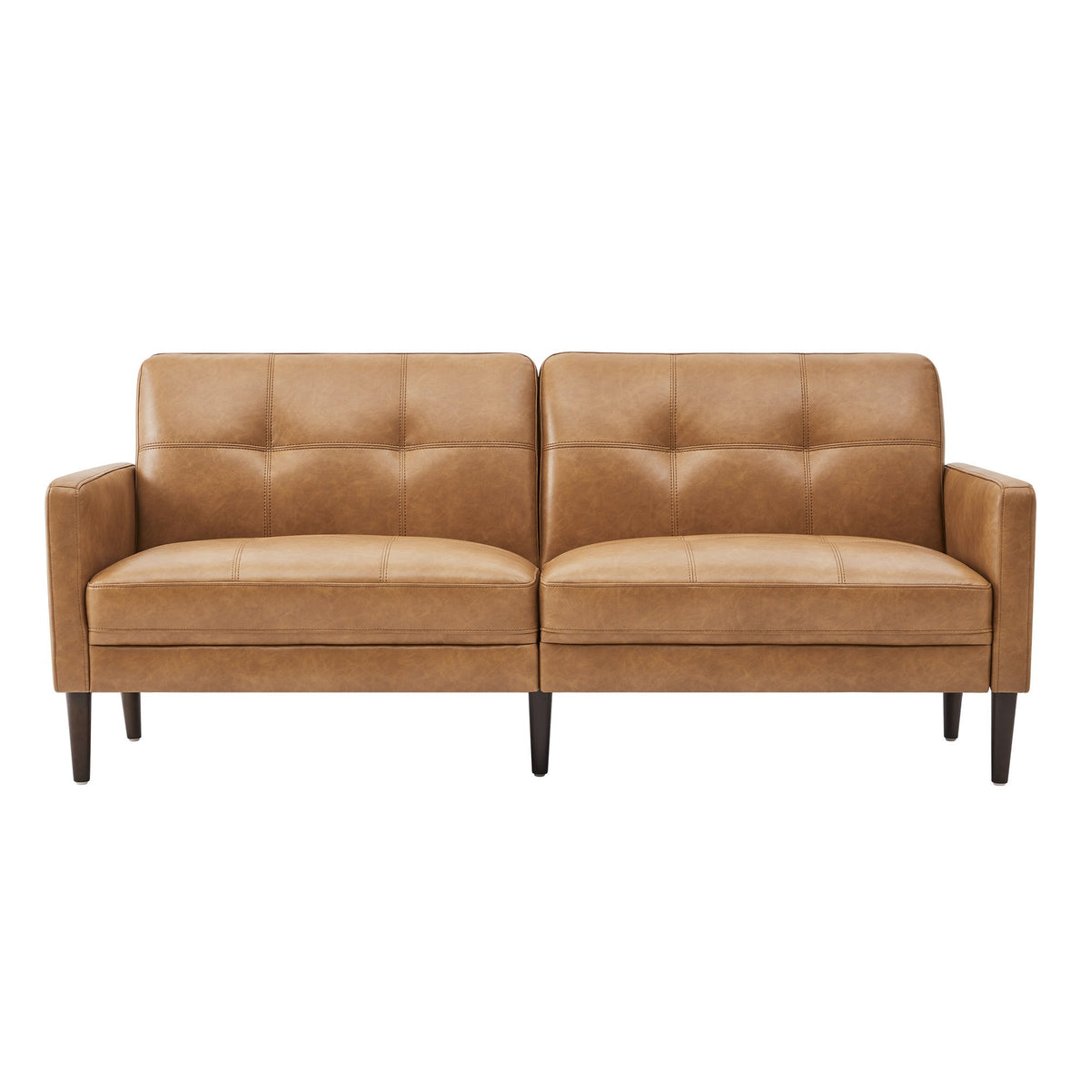 CHITA LIVING-Lucas Mid-Century Sofa (73")-Sofas-Faux Leather-Cognac Brown-