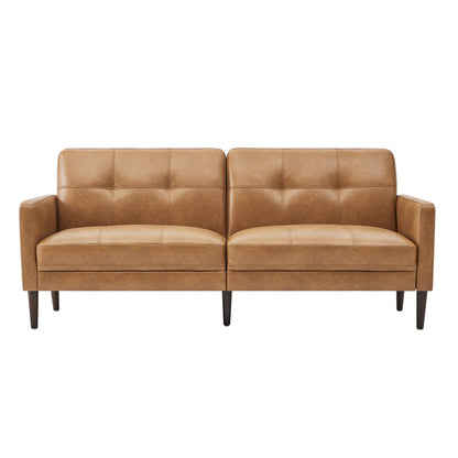 CHITA LIVING-Lucas Mid-Century Sofa (73")-Sofas-Faux Leather-Cognac Brown-